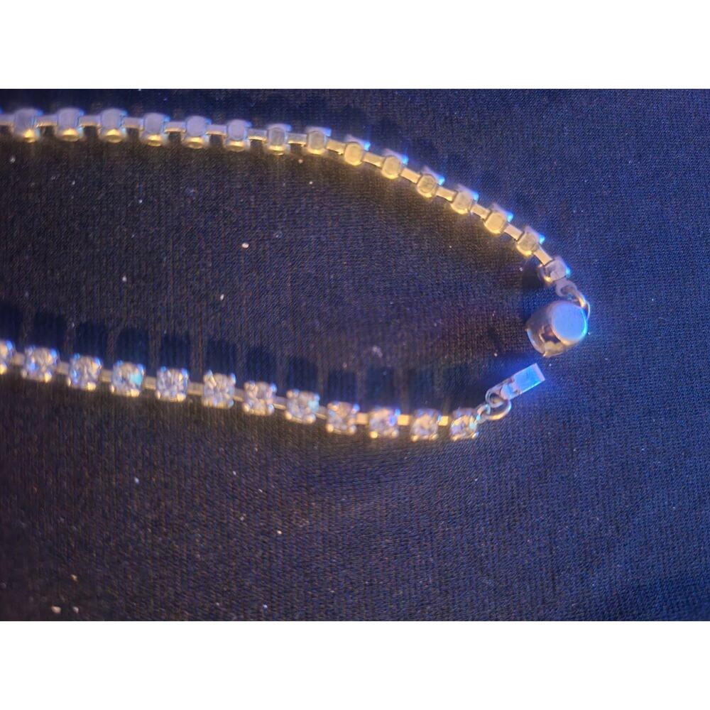 16" Vintage Clear Rhinestone Choker Necklace - Picture 2 of 4